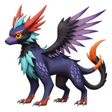 Nargacuga-Noibat-Noivern-Silvally-Litten-Lykoi-Fakemon-Digimon-Animal-fusion-hybrid-creature, full body sticker