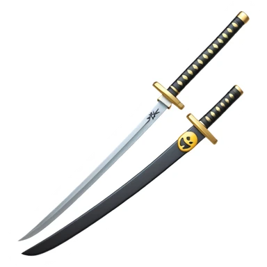 japanese sword "katana" in 3d emoji glossy circuit design sticker