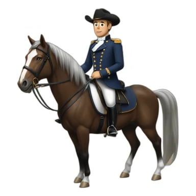 Emanuel Macron qui fait du cheval sticker