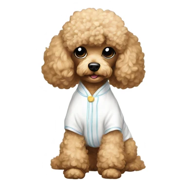 toy poodle wearing white pjs sticker