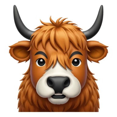 White and black Highland Cow with black nose sticker