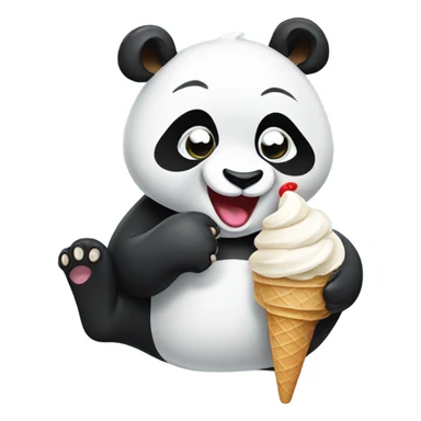 Panda eating ice cream on the beach sticker