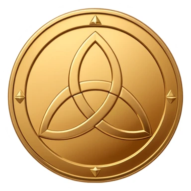 Gold coin with a triquetra and an overlapping triangle on it sticker
