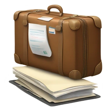 luggage filled with documents sticker