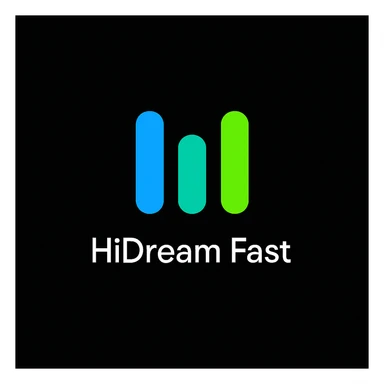 create high dream logo like this with text "HIDream Fast", black background  sticker