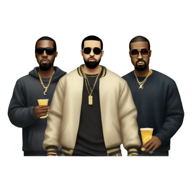 Drake, P Diddy and Kanye having a party sticker