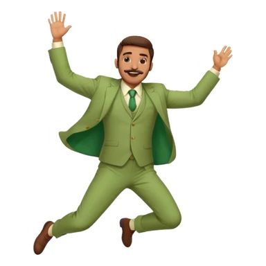  Indian Man wearing green suit with small mustache and beard Jumping with joy with 2 arms and 2 legs  sticker