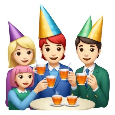 people having a tea party, cheerful sticker