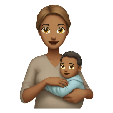 light brown mom holding baby boy sticker