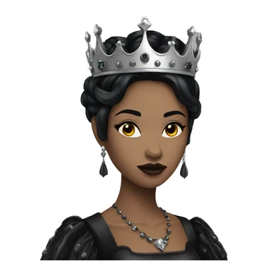 gothic queen with black crown black hair sticker