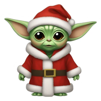 Baby Yoda wearing Santa Claus outfit sticker