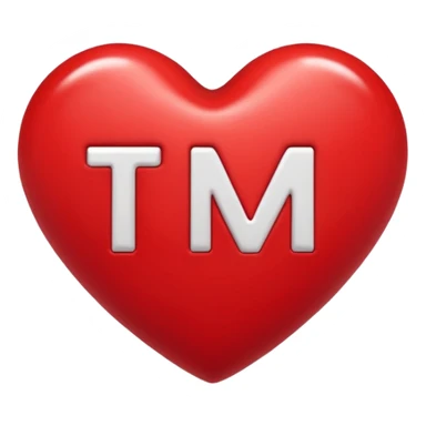 t and m initials inside a heart sticker