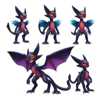 Anthro Edgy Cool Litten-Noivern-Noibat-Absol-Pokémon-Fakémon-fusion Full Body sticker