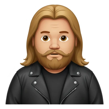 Long hair fat men with beard in leather jacket sticker