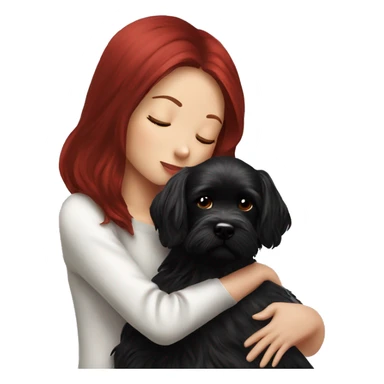 Dark-red-haired girl kiss her Black-Maltese-Black-dog sticker