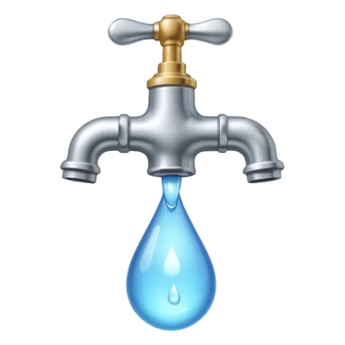 a faucet with a water droplet at the end sticker