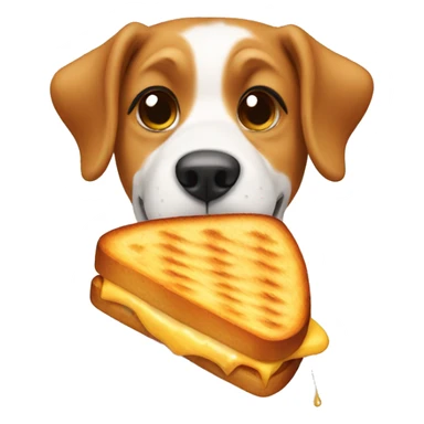 a dog eating a grilled cheese sticker