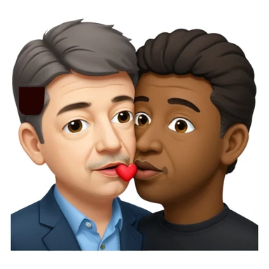 jean luc melenchon qui fait un bisous sur la bouche a une personne noir sticker