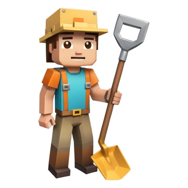 Minecraft character holding a shovel sticker