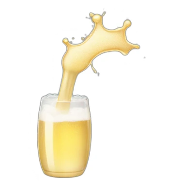 an  open Champagne bottle popping and dripping from the top with foam sticker