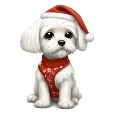 Maltese puppy with christmas clothes sticker