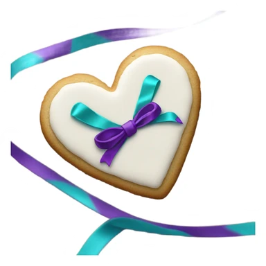 Cookie heart with purple teal awareness ribbon loop sticker