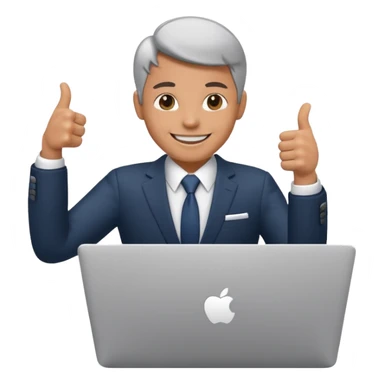 working laptop person suit happy thumbs up sticker