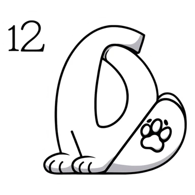 puppy paw print with number 12 inside and a border sticker
