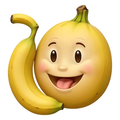 a yellow smiley face sucking a banana sticker