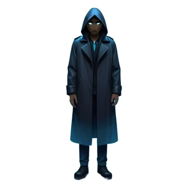 Movie Poster: A tense, gripping design with dramatic lighting. Include a mysterious figure in a dark coat standing in a rain-soaked alley, with glowing neon signs in the background. Shadows loom, and ominous shapes emerge from the mist. Suspenseful and cinematic atmosphere. Transparent background. sticker