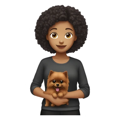 Red-Haired-light-skinned-girl-petting-black-pomeranian-dog sticker
