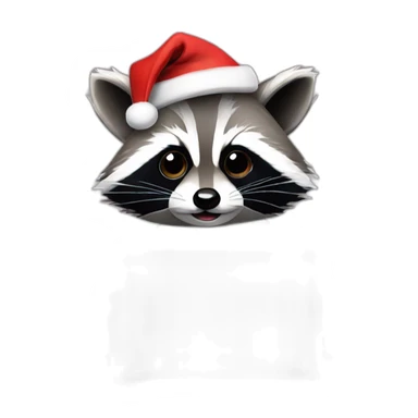 raccoon with a christmas hat behind a laptop sticker
