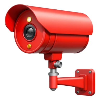 Minimalist emoji-style sticker of a CCTV camera with a glowing red record light, facing forward. Flat icon, grayscale with small red accent.
 sticker