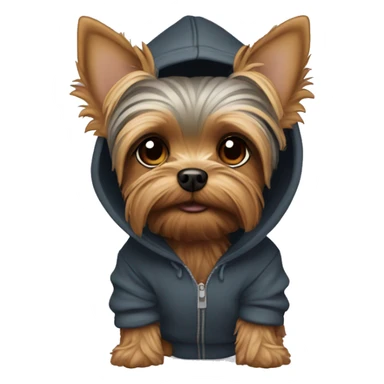 Yorkie wearing a hoodie sticker