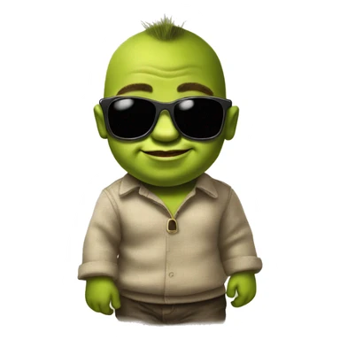 Baby shrek with sunglasses on with hair sticker
