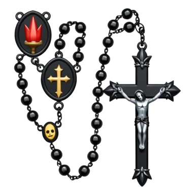 Gothic rosary with spikes instead of beads, dark iOS emoji style sticker