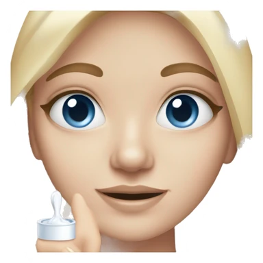 white girl applying cream on face blue eyes  sticker