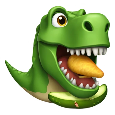Dinosaur eating a pickle sticker
