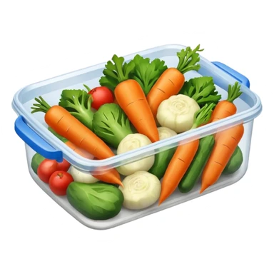 cooked vegetables in plastic container sticker