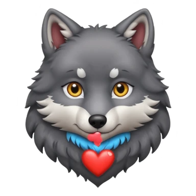 cute dark grey wolf inside heart sticker