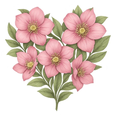 pink christmas rose heart,, remove background sticker