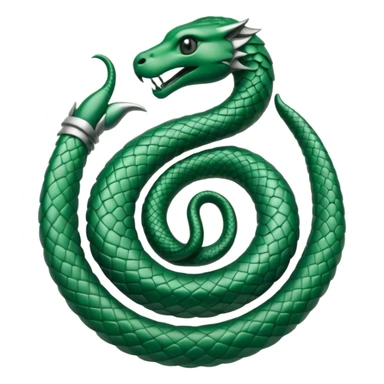 Slytherin Hogwarts house emblem, green and silver, featuring a serpent, modern emoji style sticker