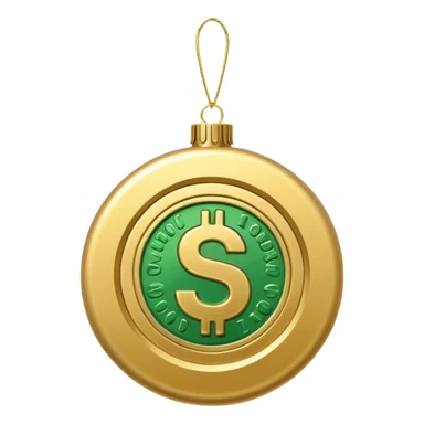 money themed christmas ornament hanging from a thread sticker
