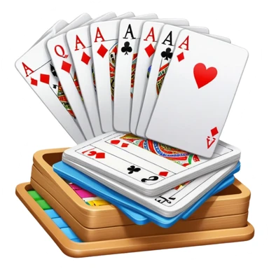 Canasta card game with a pile of cards and score pad sticker