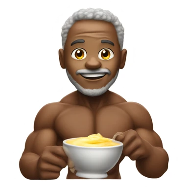 Jamal as a world champion body builder eating custard with is grandpa  sticker