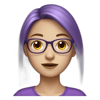 girl with glasses dressed in purple with pale skin and brown hair sticker