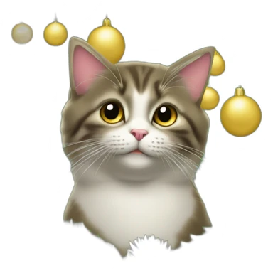 chat décore sapin de noël sticker