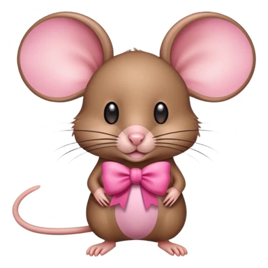 brown mice full body, with a pink bow on the ear sticker