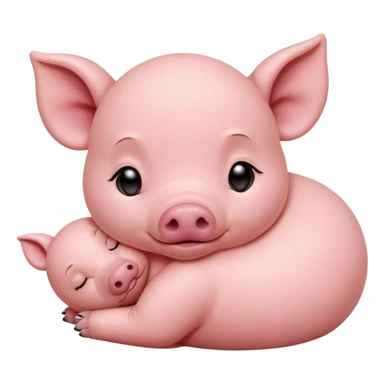 Sleeping Piglet – tiny pink pig curled up, eyes closed sticker