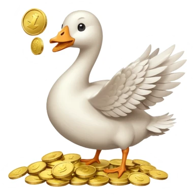 cute goose tossing coins in the air sticker